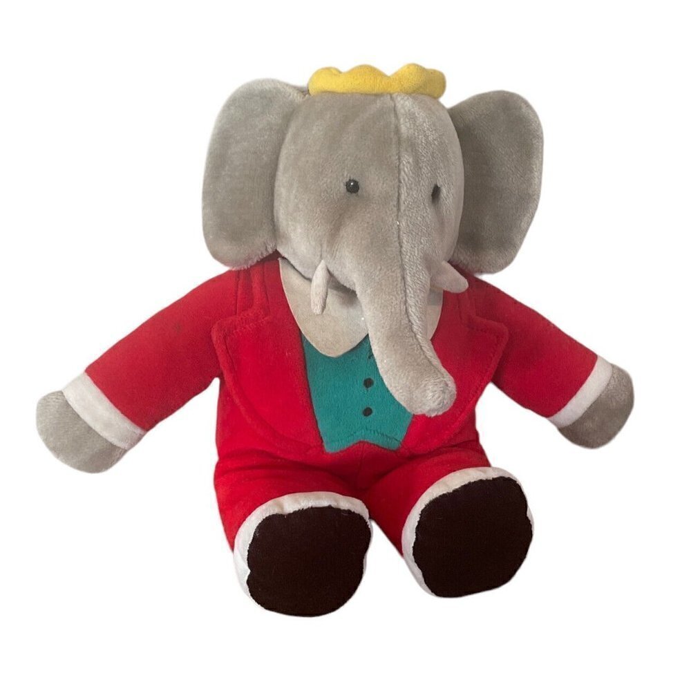 Gund Babar the Elephant Plush Vintage 1988 14" Stuffed Animal Red Suit